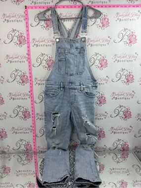 Garage overalls jumper one piece pants Light Blue Distressed Denim Overalls